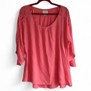 Anthropologie Maeve Braxton Button Sleeve Flowy Blouse Size L